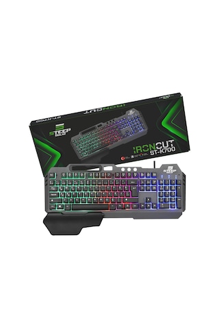 Steep Solid ST-K700 Mekanik Hisli Bilek Destekli Kablolu Rainbow Işıklı Oyuncu Klavye