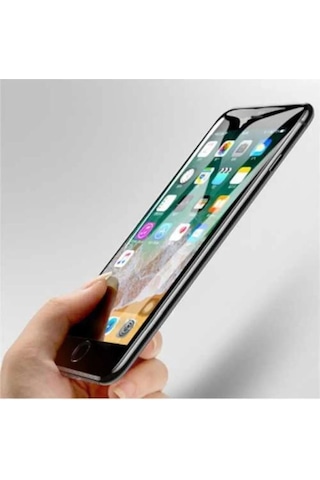 Apple Uyumlu   iPhone 7/8 Plus Siyah Tam Kaplayan Koruma Full Kapatan Kavisli Kırılmaz Cam Ekran Koruyucu