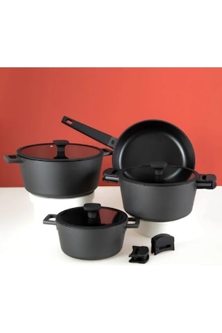 Jumbo Black Cook 7 Parça Döküm Tencere Seti