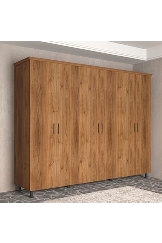 Renazzo Soft Wood 6 Kapaklı Masif Ahşap Gardırop Ceviz