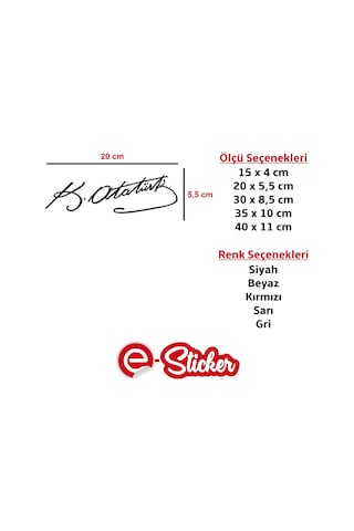 Kemal Atatürk Imza Sticker Oto Sticker