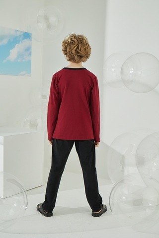 Sevim Erkek Çocuk Uzun Kol Bordo Pijama Takımı C8t5n9o3 001