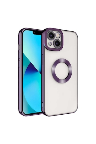 Zeyline Apple Uyumlu iPhone 14 Plus Kamera Korumalı Logo Gösteren Zore Omega Kapak-derin Mor