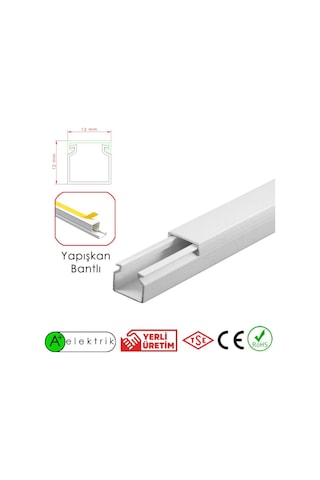 A Plus Elektrik 12X12 Mm Yapışkan Bantlı Kablo Kanalı