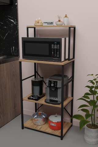 Mutfak Banko Dolap Düzenleyici Mikrodalga Fırın Rafı Atlantik Çam