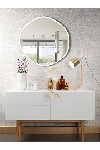Arya Ayna Asimetrik Ayna, Dekoratif Ayna, Duvar Aynası Banyo Aynası Holl Aynası 50 X 50 Beyaz