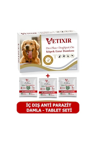 Köpek Bitkisel İç Dış Bit Pire Uzaklaştırıcı Damla Ve Tablet 5 Damla 3 Tablet