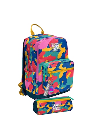 Coral High Renkli Kamuflaj Desenli İlk Ve Ortaokul Sırt Çantası Ve Kalemlik Seti Unisex - Setygn33232c Çok Renkli