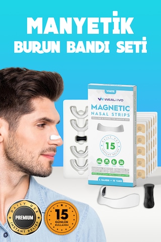 15 Li Beyaz Mıknatıslı Horlama Önleyici Burun Bandı - Rahat Nefes
