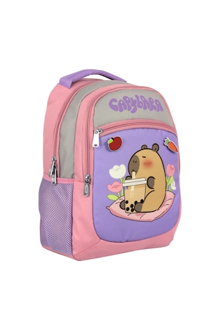 Capybara Kız Çocuk İlkokul Okul Sırt Çantası - Mor - Pembe - 5233 Çok Renkli