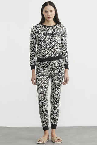 Sementa Leopar Desenli Pijama Takım - Ekru Ekru