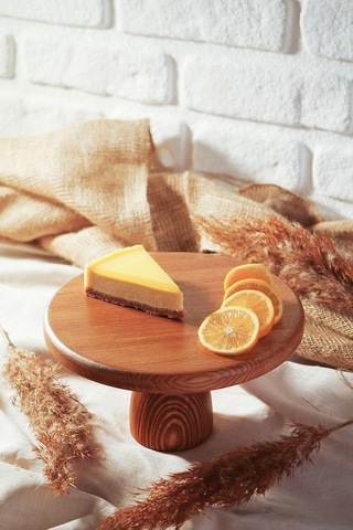 Nishev Ahşap Yuvarlak Ayaklı Pasta Sunum Servis Tabağı Ahşap