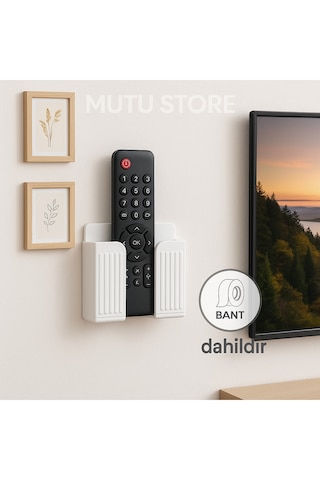 Yapışkanlı Duvara Monte Kumanda Tutucu - Telefon Şarj Standı