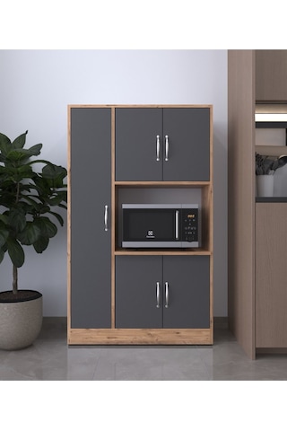Riva 5 Kapaklı Çok Amaçlı Mutfak&banyo Dolabı, A.çam-antrasit