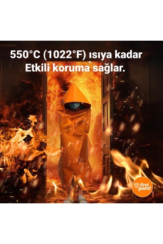 Firstguard Yanmaz Pelerin Ve Yangın Battaniyesi, 550 C 1022 F Dayanıklı,%100 Fiberglas, 160x145 Cm, Askı Aparatı Hediyeli,ce En1869:2019