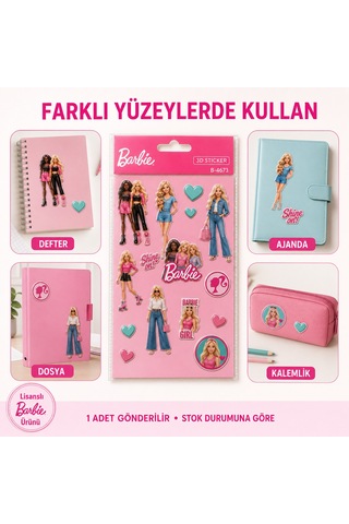 Bakgelal Barbie 3d Kabartmalı Sticker Renkli Çıkartma Etiket Seti - 9061888571465 Çok Renkli