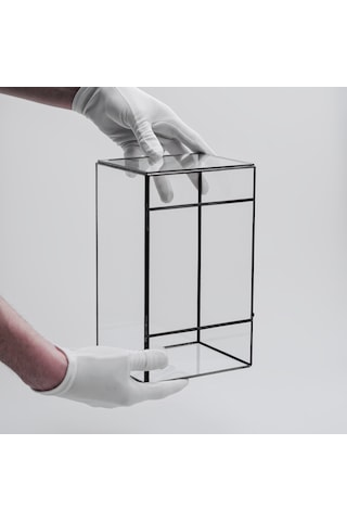 Cam Fanus Geometrik Teraryum Siyah Dikey Fanus