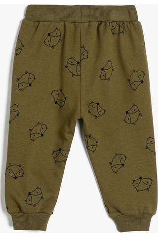 Koton Jogger Eşofman Altı Baskı Detaylı Beli Bağlamalı Şardonlu Pamuklu Haki Desenli 4wmb40034tk 4WMB40034TK05V Haki