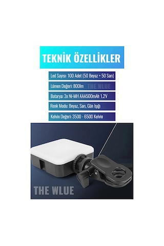 Şarjlı 100 Led Selfie Video Kamera Işığı Tripod Uyumlu Ve Mandall