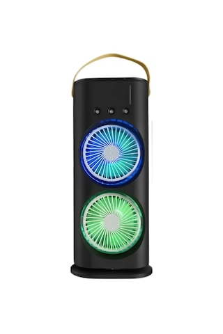 Mey İthalat Usb Şarjlı Çift Başlıklı Buharlı Masaüstü Fan Sessiz Serinletici Işıklı Fan