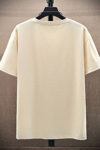 Erkek Ny Baskılı Oversize Tshirt Bej