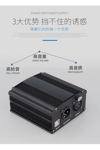 Neevoyu 48v Usb Fantom Mikrofon Güç Kaynağı - Büyük Membran Mikrofonlar İçin Kararlı Besleme, Stüdyo Ve Canlı Yayınlar İçin Siyah