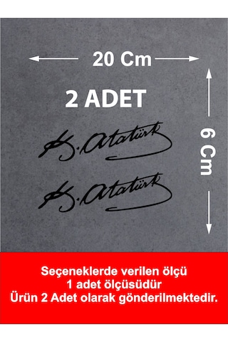 Mustafa Kemal Atatürk İmza 2 Adet Sticker - Araba Oto Motosiklet Karavan Sticker - 00016 20x6 Cm