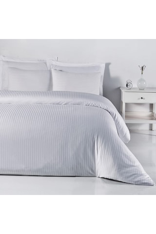 Mena Design Beyaz Saten Nevresim Takımı Çift Kişilik Beyaz