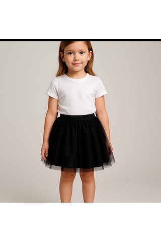 Gala Kız Çocuk Beli Lastikli Tütülü Etek Siyah