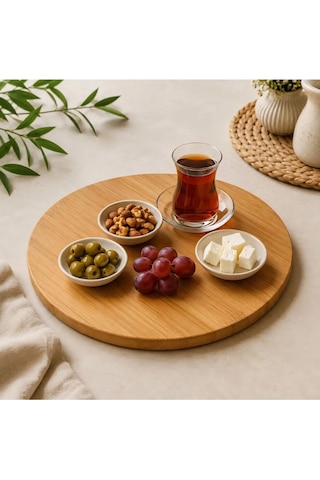 Sevora Home Sunumluk Bambu Döner 30 Cm Pizza,peynir,pasta Tabağı