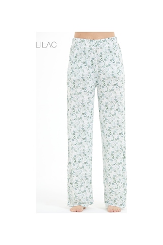 Lılac Kadın %100 Viskon Çiçek Desenli Pijama Altı Pantolon Mint Mint