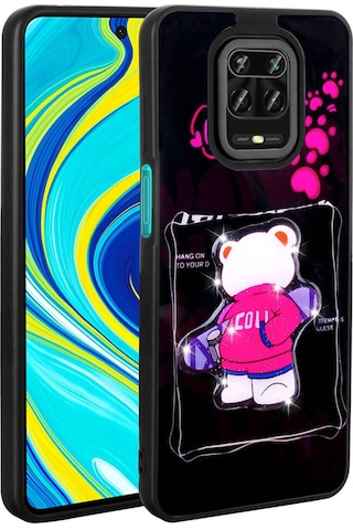 Xiaomi Redmi Note 9s İle Uyumlu Kılıf Parlayan Kabartmalı İkonik Figürlü Silikon Kapak