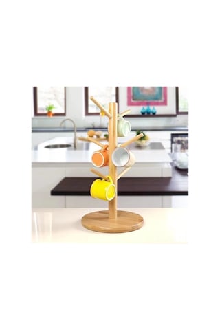 Moveevo Bambu Dönen Bardak Rakusu - Kahve, Çay, Su Bardakları İçin, Anahtar Ve Mücevher Depolama, Ev Ve Ofis Kullanıma Uygun, Siyah Dairesel Tabanlı, Dayanıklı Ve Pratik