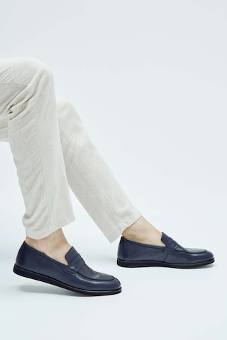 Tamer Tanca Erkek Hakiki Deri Lacivert Loafer Ayakkabı 537 3179 Erk Ayk Y23 Lacı Nappa Lacivert