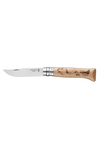 Opinel Kamp İnox No 8 Alpine Macera Kayağı Desenli Paslanmaz Çelik Ç Kahverengi