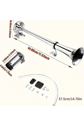 Pazly 1 Adet Siyah 12v Araba Kamyon Tren Kornası 120db Çiftli Universal Elektrikli Yüksek Sesli Korn