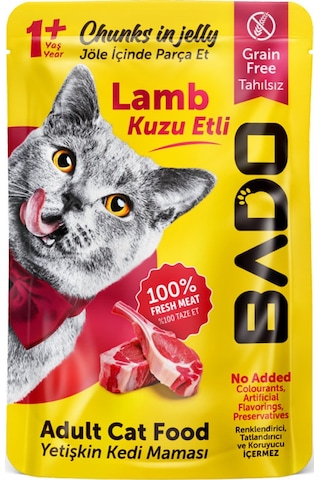 Bado Yetişkin Kedi Yaş Maması Kuzu Etli 85gr 12'li