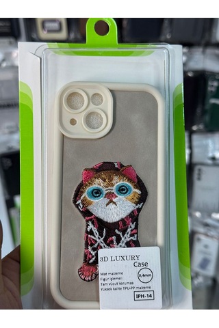 Apple Uyumlu iPhone 14 3d Luxury Case Kedili Kılıf