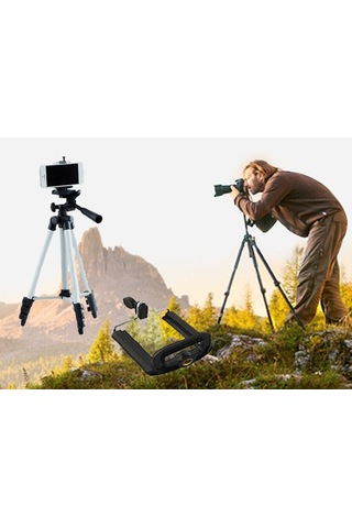 Tripod : Telefon Ve Kamera Tutucu Ayak + Telefon Tutucu - 105cm E