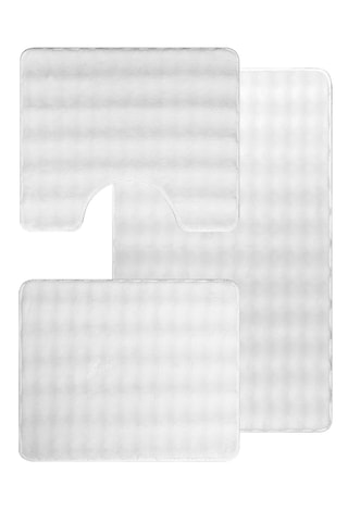 Plato Halı Kaymaz Taban Bubble Beyaz Banyo Takımı 0.60x100-0.60x0.50-0.60x0.50