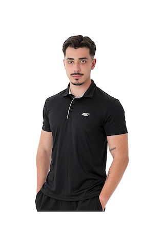 Musclecloth Tech Polo Yaka T-shirt Siyah Siyah