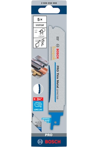 Bosch Pro S 937 Eaf 1-3 Mm Metal Boru 5'li Panter Testere Ucu 150 Mm 2608658988