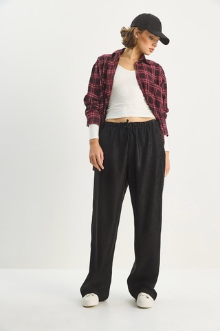 Shade Kadın Beli Lastikli Cep Detaylı Fitilli Palazzo Pantolon 207 60283671 - Siyah