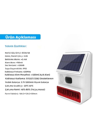 Akıllı Güvenlik Pet Destekli Alarm Sistemleri + Iç Mekân Ptz Hd Kamera - Ev Ve Iş Yeri Güneş Enerjili Dış Sirenli- Orta Plus