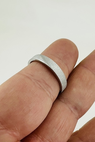 Kişiye Özel İsim Tarih Yazılı 4mm Mat Fırçalanmış Düz Unisex Çelik Yüzük Alyans Cl45y Beyaz