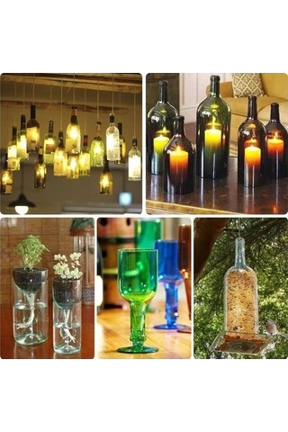 Didadodo Yaratıcı Şişe Kesici - Saksı, Mumluk, Abajur Dıy Aracı - Çok Renkli, Küçük Tasarım Çok Renkli