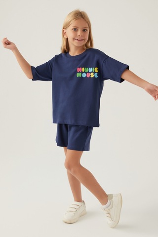 Minnie Mouse Colourful Koyu İndigo Kız Çocuk Şort Takım 5274-42789 İndigo