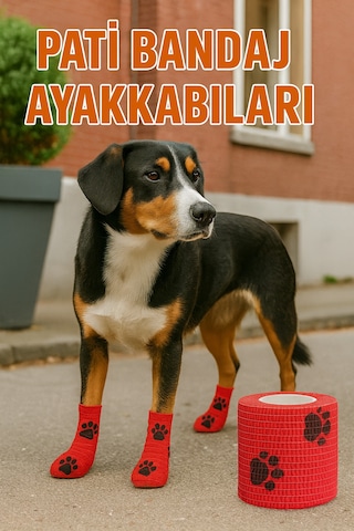 Pati Bandajı Ayakkabı Köpek Ve Kedi İçin Tüy Dostu Su Geçirmez Kendinden Yapışan Bandaj