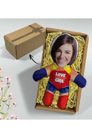 Bk Gift Hediye Kutusunda Kişiye Özel Fotoğraflı Kadın Süper Kahraman Bebek Yastık-3, Arkadaşa Hediye, Sevgiliye Hediye, Doğum Günü Hediyesi