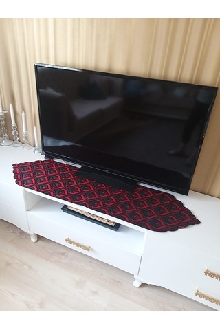 Finezza Üç Boyutlu Damla Desen Leke Tutmaz Kırmızı Runner